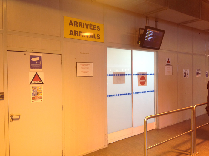 Beauvais airport exit from the luggage claim area in Terminal 1