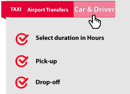Select duration, pick-up and drop-off for your chauffeur service in Paris